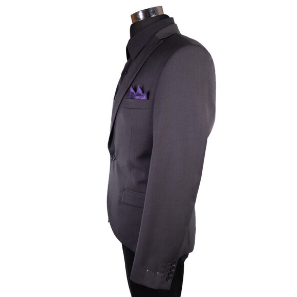 Topman Solid Gray 1 Button Sport Coat Jacket Blazer Sz 40 Poly SLIM Single vent - Picture 6 of 12
